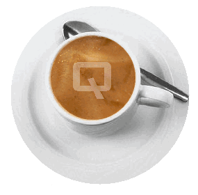 Een kopje Quaffee espresso met de Q in de crema